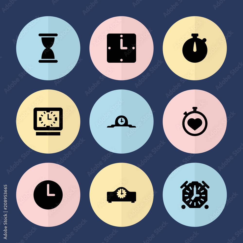 Fototapeta premium Set of 9 second filled icons