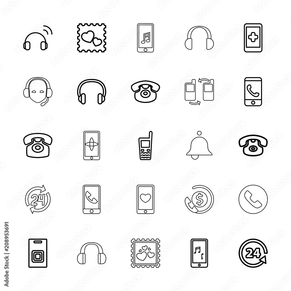 Fototapeta premium Collection of 25 call outline icons