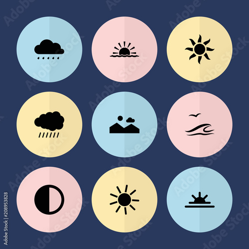Set of 9 sunset filled icons