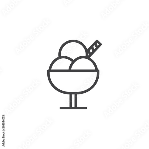 Ice cream cup outline icon. linear style sign for mobile concept and web design. Three ice cream scoop simple line vector icon. Symbol, logo illustration. Pixel perfect vector graphics