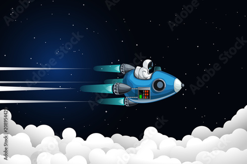 astronaut flying above clouds
