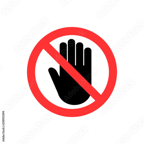 Hand icon. No entry sign. Vector illustration  flat design.