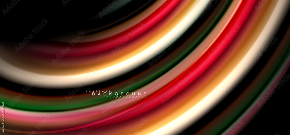 Multicolored wave lines on black background design Multicolored wave lines on black background design
