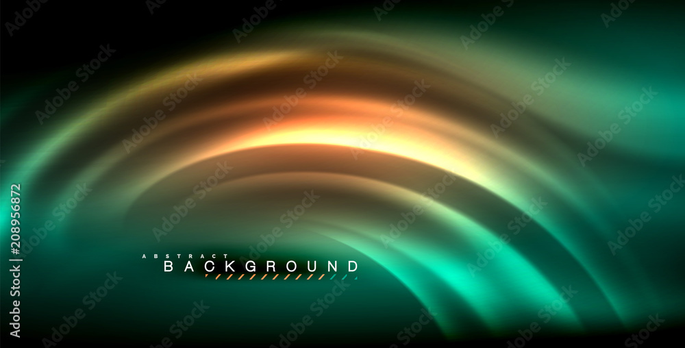 Neon glowing wave, magic energy and light motion background Neon glowing wave, magic energy and light motion background