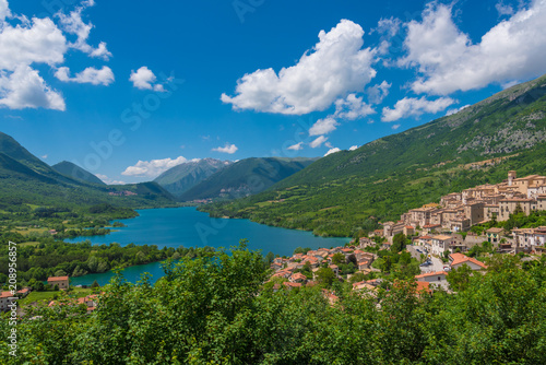 National Park of Abruzzo  Lazio and Molise  Italy  - The spring in the italian mountain natural reserve  with landscapes  wild animals  little old towns  the Barrea Lake and Camosciara park
