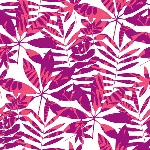 Concept tropical leaves seamless pattern.