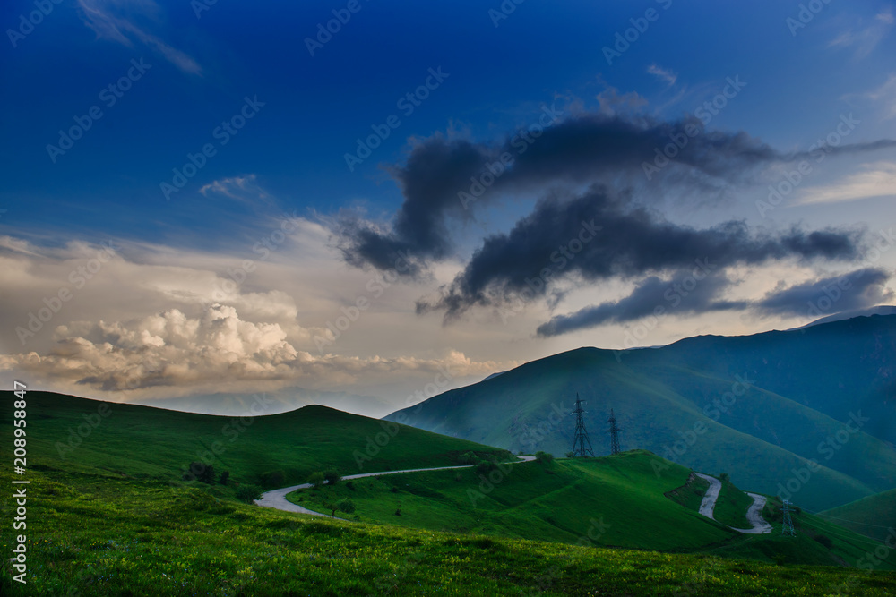 Marvelous landscape with amazing clouds, Armenia