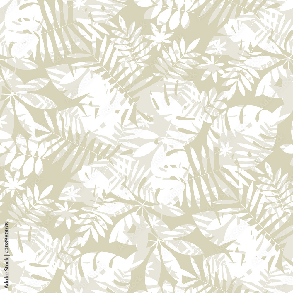 Tropical seamless pattern in natural gray color Tropical seamless pattern in natural gray color