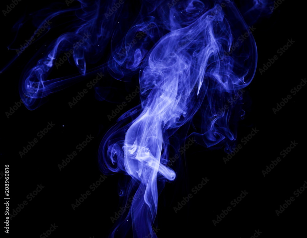 Blue smoke on black background Blue smoke on black background
