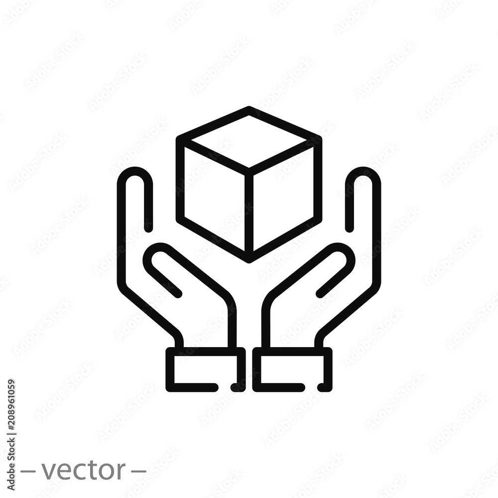 handle with care sign, box in hands icon vector handle with care sign, box in hands icon vector