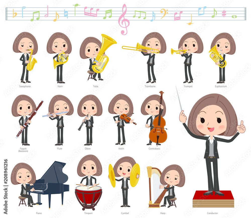 Black jacket pants business woman_classic music Black jacket pants business woman_classic music
