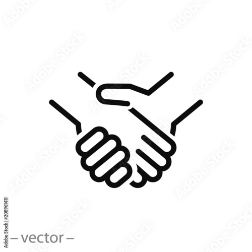 handshake line sign, icon vector