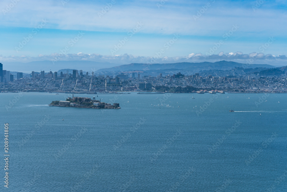 San Francisco and Alcatraz Island as seen from Angel Island in the bay