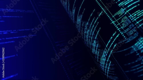 Blue Programming Code Background. Abstract Seamless Loop Animation. Animated computer script programming code as technology background. Blue version. Seamless loop. A real C# code written by me.