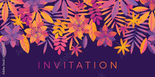 Violet night tropical floral element