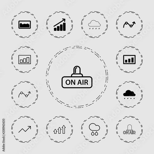 Collection of 13 forecast filled and outline icons