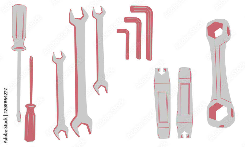 Basic Bike Tools in Gray and Pink Basic Bike Tools in Gray and Pink