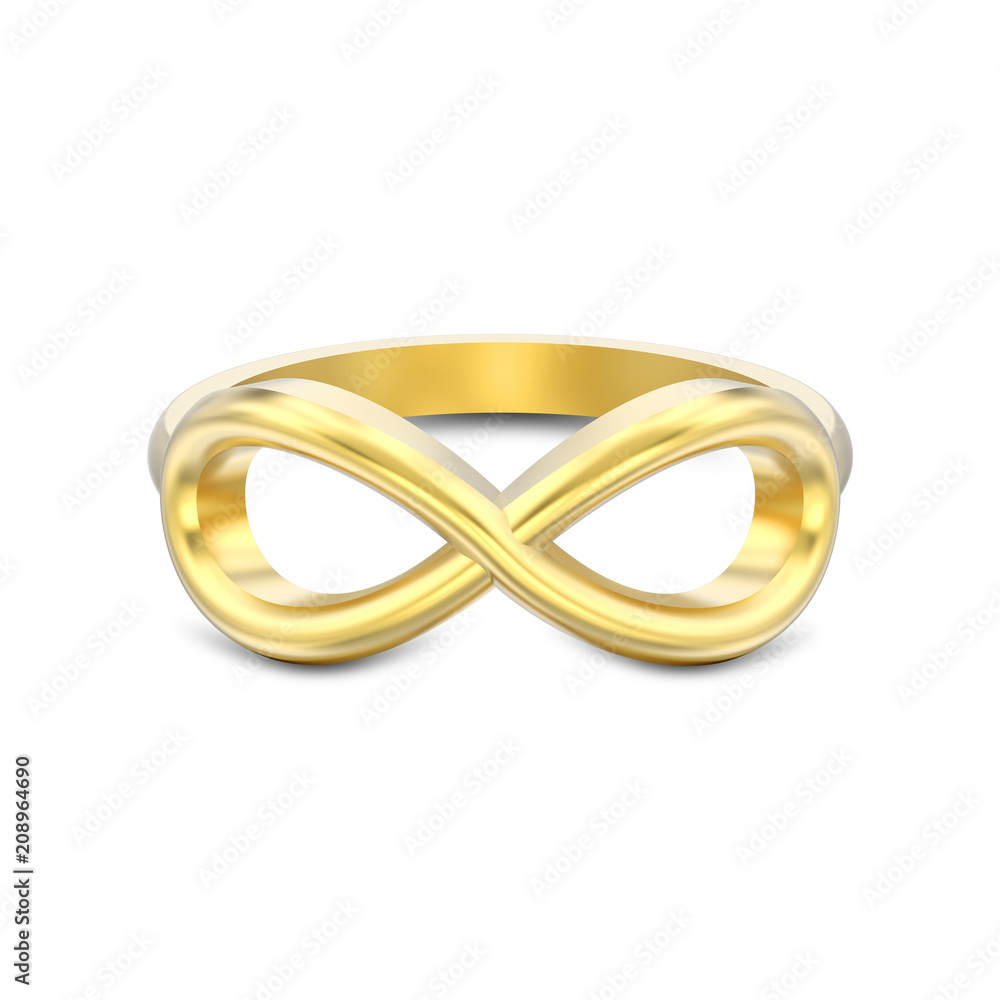 3D illustration isolated gold simple infinity ring with shadow 3D illustration isolated gold simple infinity ring with shadow