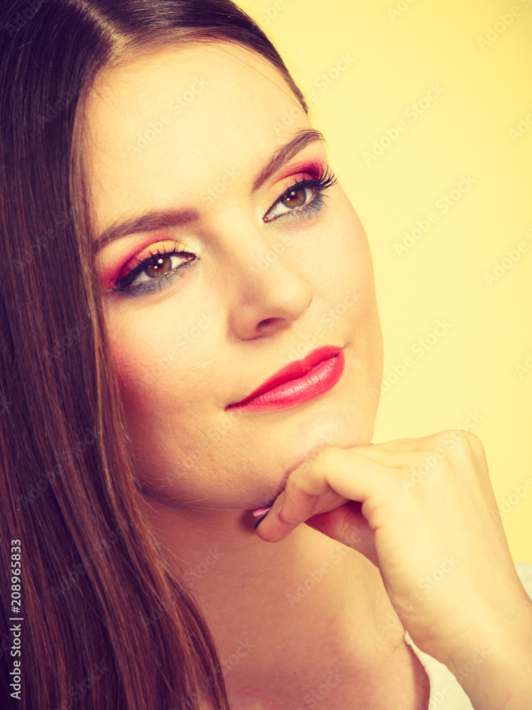 Fototapeta premium Attractive woman with thinking and contemplating