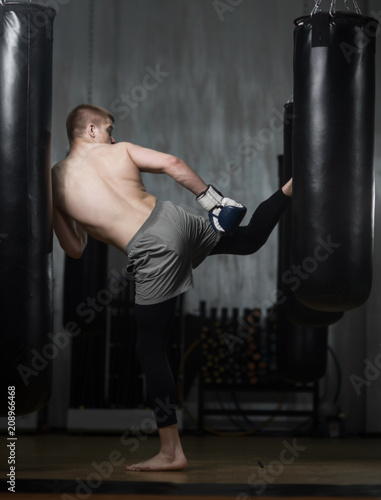 Young boxer training with punching bag © Vladimir