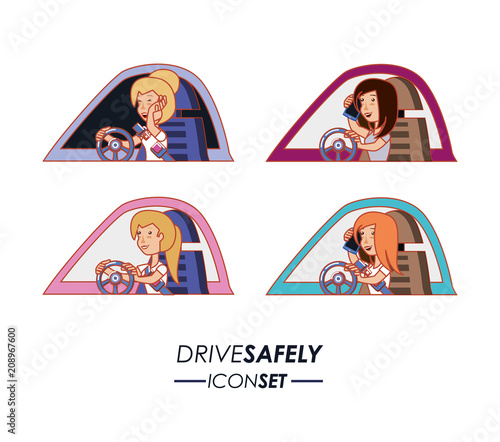 person driving for driver safely campaign vector illustration design