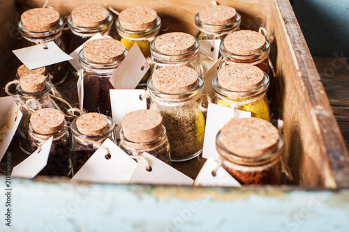 Spices in vintage bottles