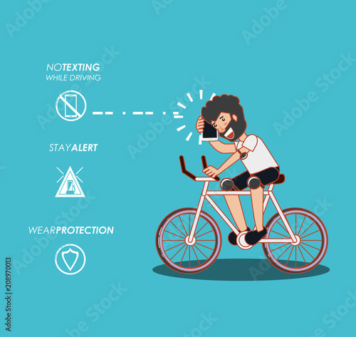 people in bicycle drive safely campaign vector illustration design