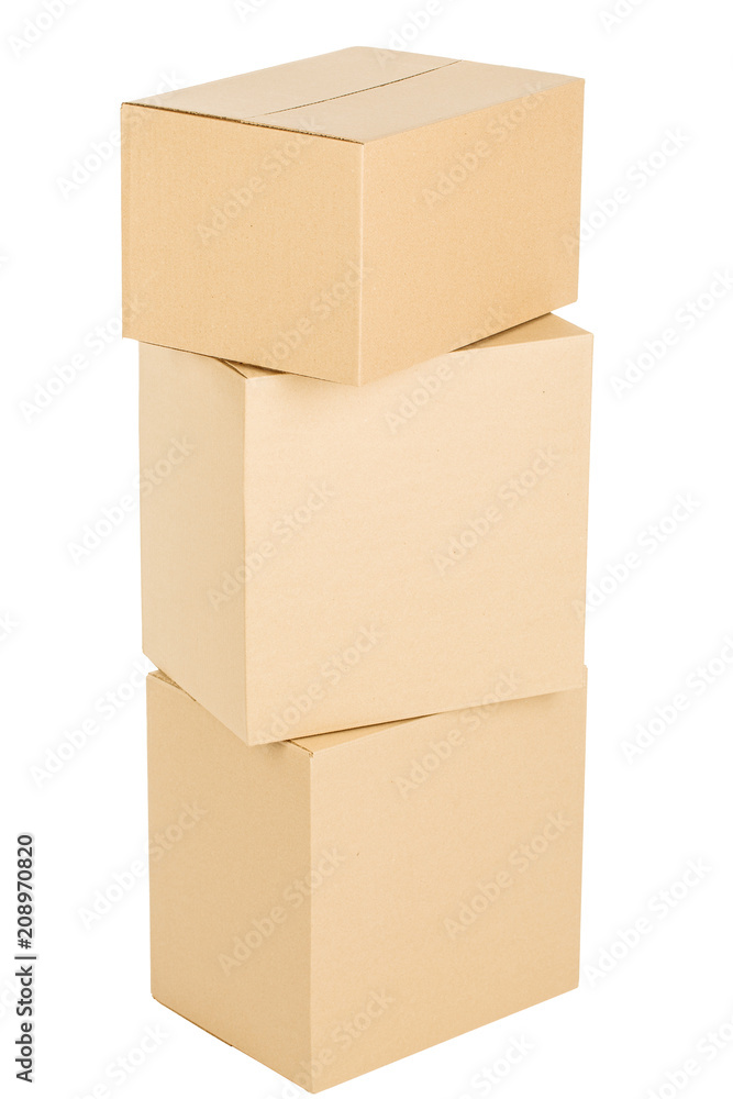 Pile of cardboard boxes on a white background Pile of cardboard boxes on a white background
