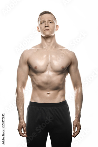 fitness guy standing on a white background