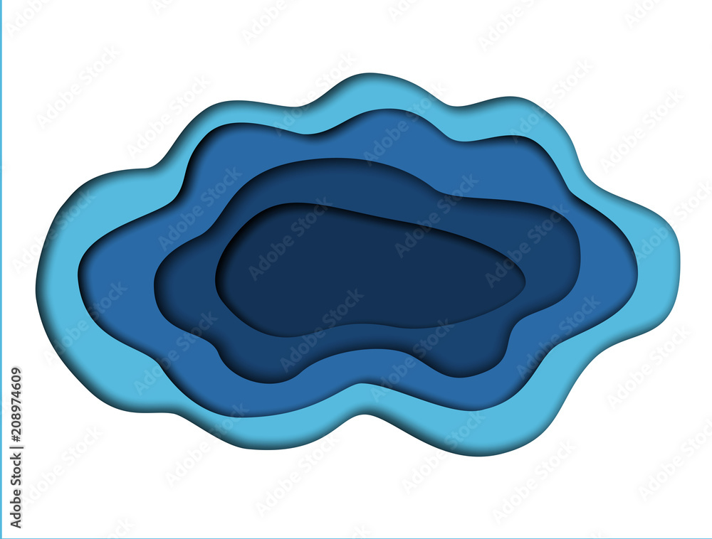 Deep blue and white paper cut shapes, vector Deep blue and white paper cut shapes, vector
