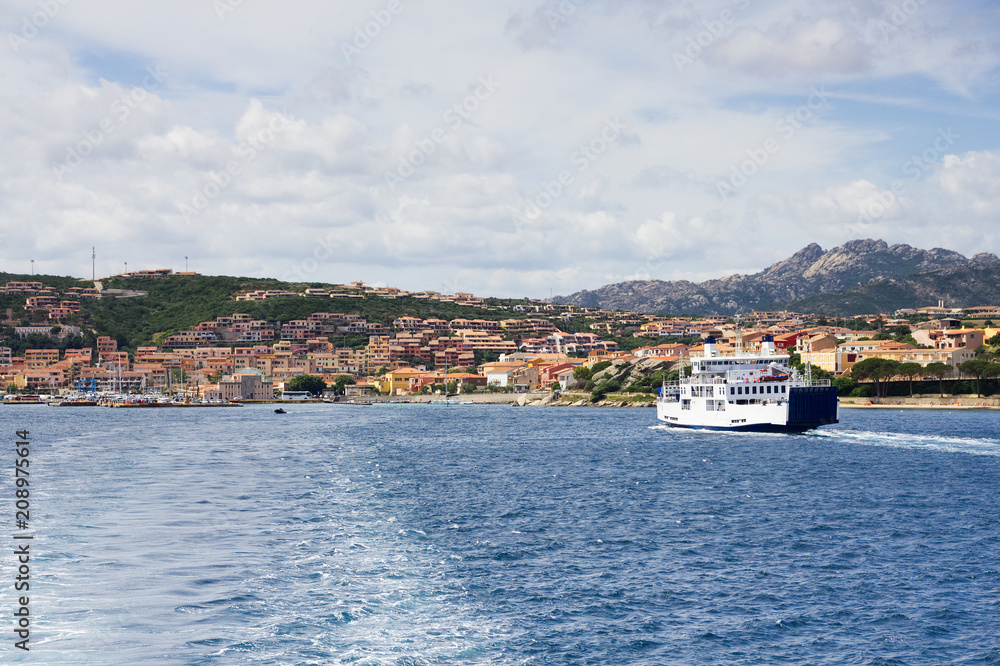 Ferry boat at Sardegna coastline, Italy