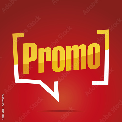 Promo in brackets yellow white red speech banner icon