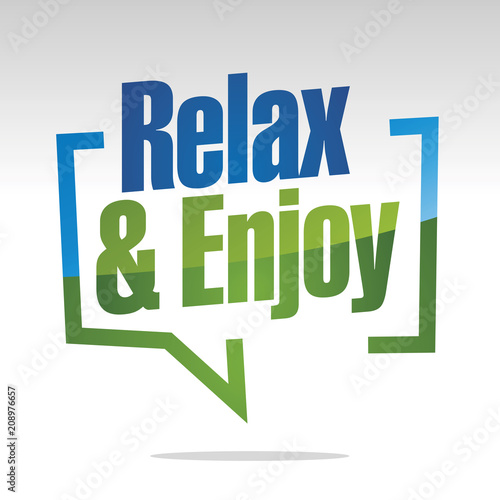 Relax and enjoy in brackets blue white green isolated sticker icon © simbos