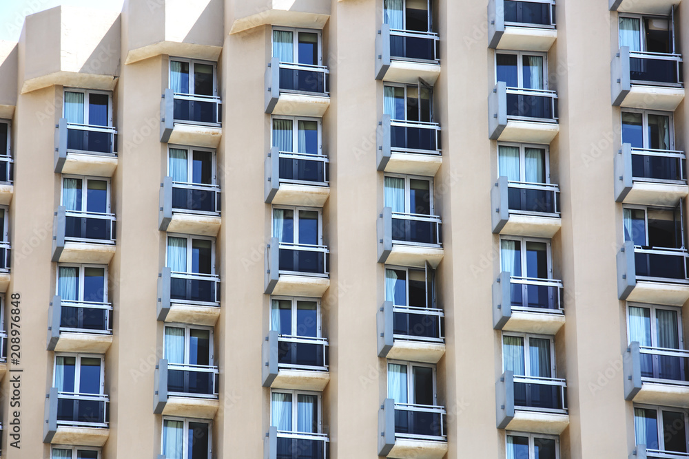 Part of the building in Tel Aviv, close up.