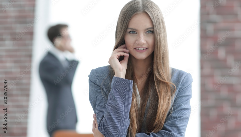 successful business woman on blurred background office successful business woman on blurred background office