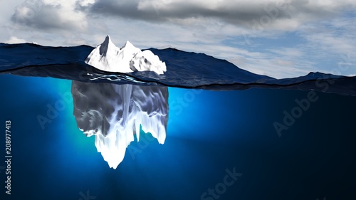 Iceberg in stormy sea | Concept danger
