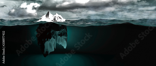 Tableau sur toile Iceberg in stormy sea | Concept danger
