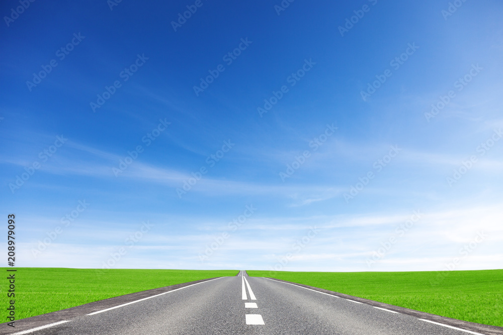 Way, field, and sky . Transportation concept Way, field, and sky . Transportation concept