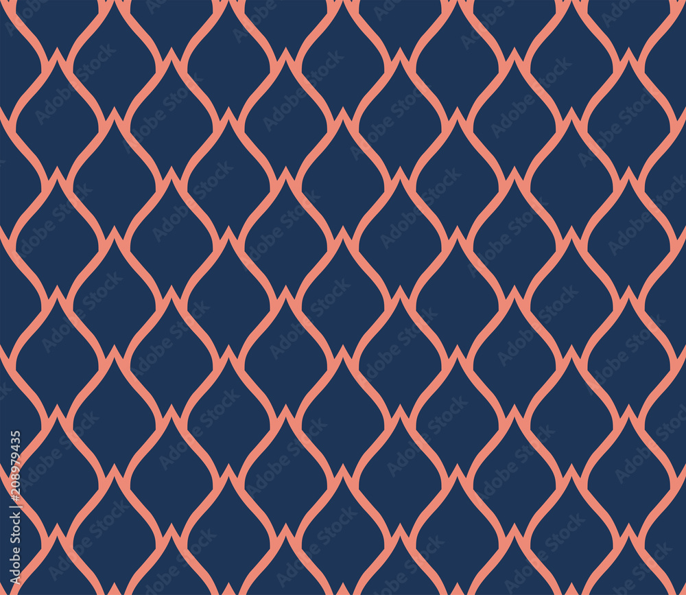 Fototapeta premium Abstract Geometric Pattern. Vector Leaves Seamless Background.