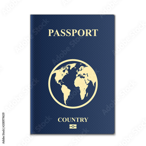 Creative vector illustration of passports with globe map isolated on transparent background. Art design. Front cover international identification document. Abstract concept graphic element