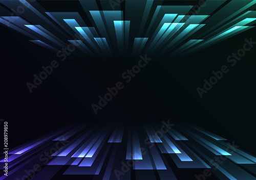 blue green overlap stripe rush in dark background, bar layer backdrop, simple technology template, vector illustration