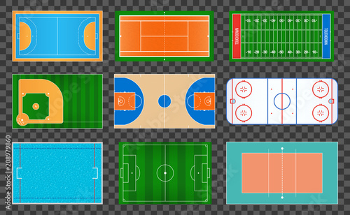 Creative vector illustration of sport game fields marking isolated on background. Graphic element for handball, tennis, american football, soccer, baseball, basketball, hockey, water polo, volleyball