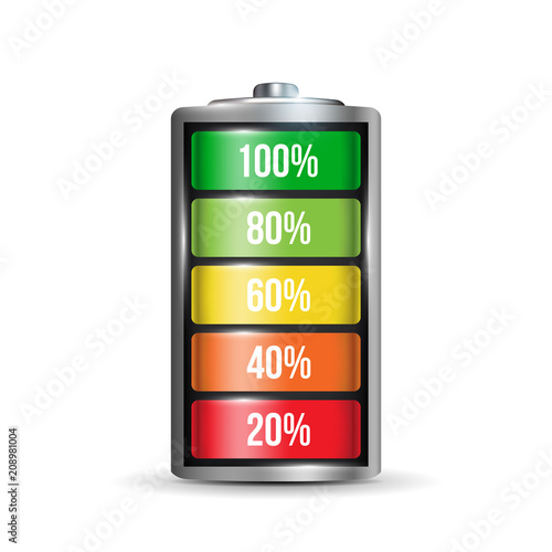 Creative vector illustration of 3d different charging status battery load isolated on transparent background. Discharged power sources. Art design. Abstract concept graphic element for displays, icon
