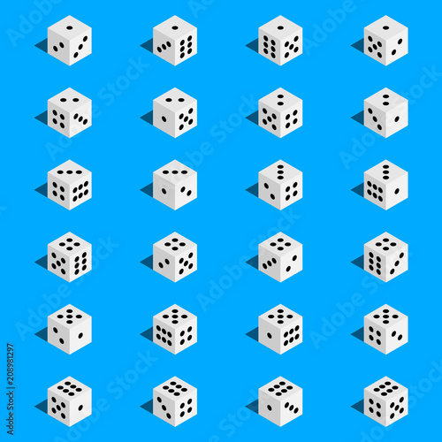 Creative vector illustration of isometric 3d gambling dice combination isolated on transparent background. Art design game. Abstract concept graphic casino 24 turns cube element