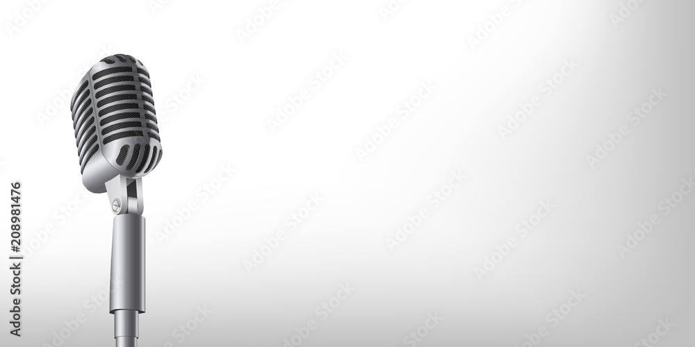 Fototapeta premium Creative vector illustration of retro vintage concert microphones on stand isolated on transparent background. Art design. Abstract concept graphic music element