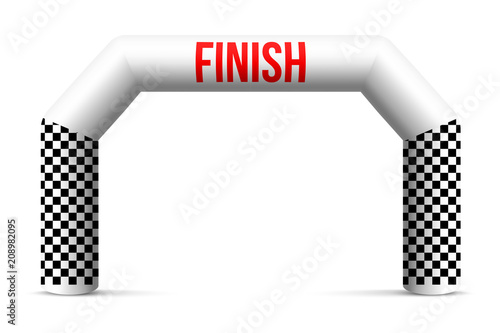 Creative vector illustration of finish line inflatable arch isolated on background. Art design archway suitable for different outdoor sport events. Concept graphic triathlon, marathon, racing, element