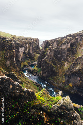View on famous Fjadrargljufur canyon in South east Iceland, Europe