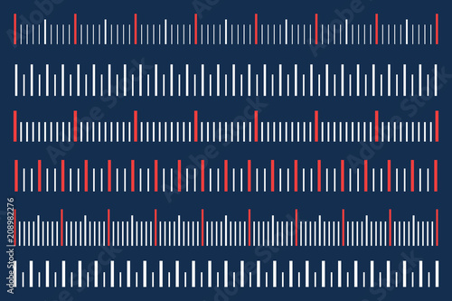 Creative vector illustration of size indicators set isolated on background. Different unit distances. Art design horizontal measure scale distances. Abstract concept graphic element