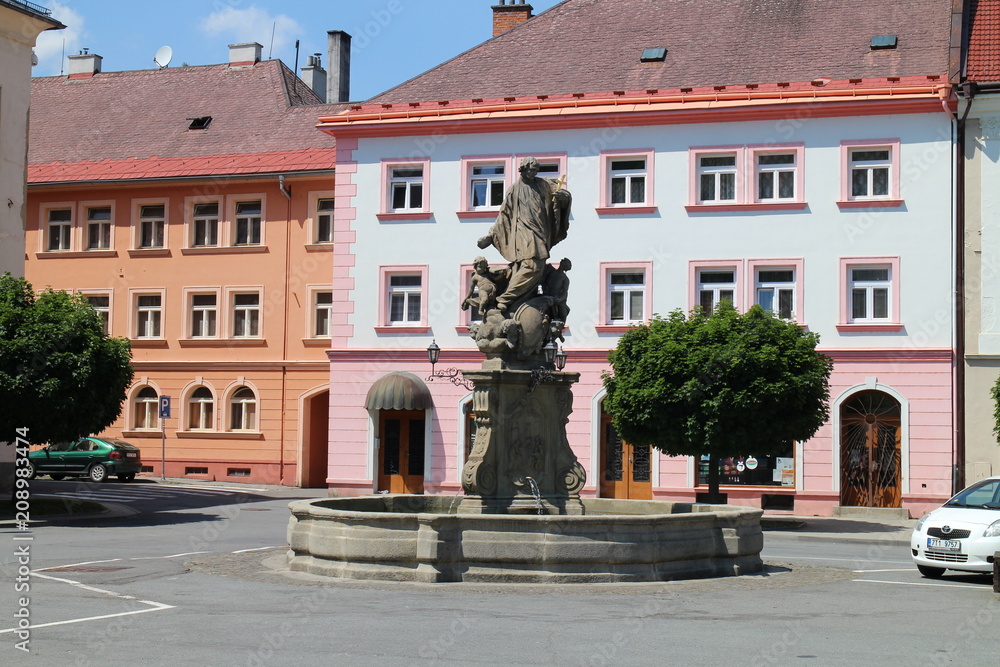 Baroque Trinity column on Komenskeho square in Fulnek, Czech republic

