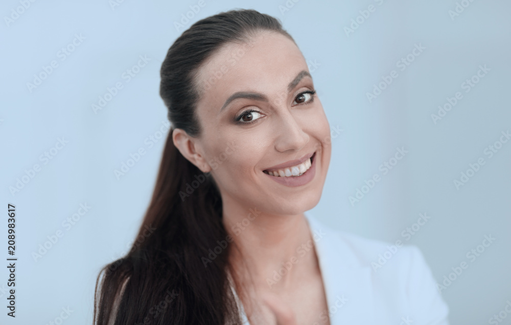 closeup portrait of a dreaming business woman closeup portrait of a dreaming business woman